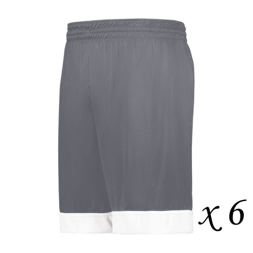 6 Pairs Augusta Sportswear Youth Swish Reversible Basketball Shorts - Gray - Med